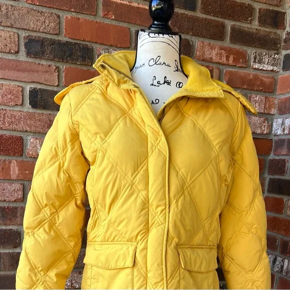 LANDS END YELLOW DOWN PUFFER COAT SIZE SMALL - Picture 2 of 16
